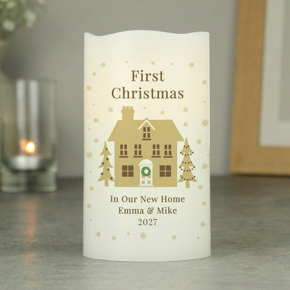 Personalised Festive Village LED Candle from Heartfelt Gifts