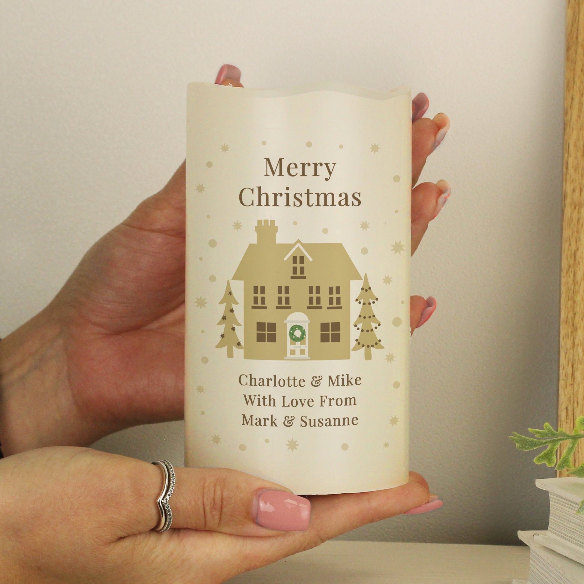 Personalised Festive Village LED Candle - image 2