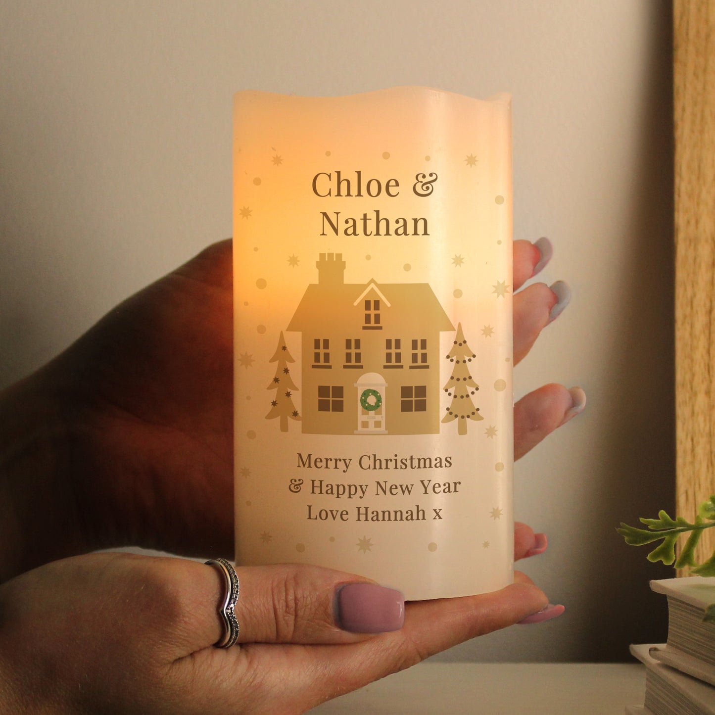 Personalised Festive Village LED Candle - image 3