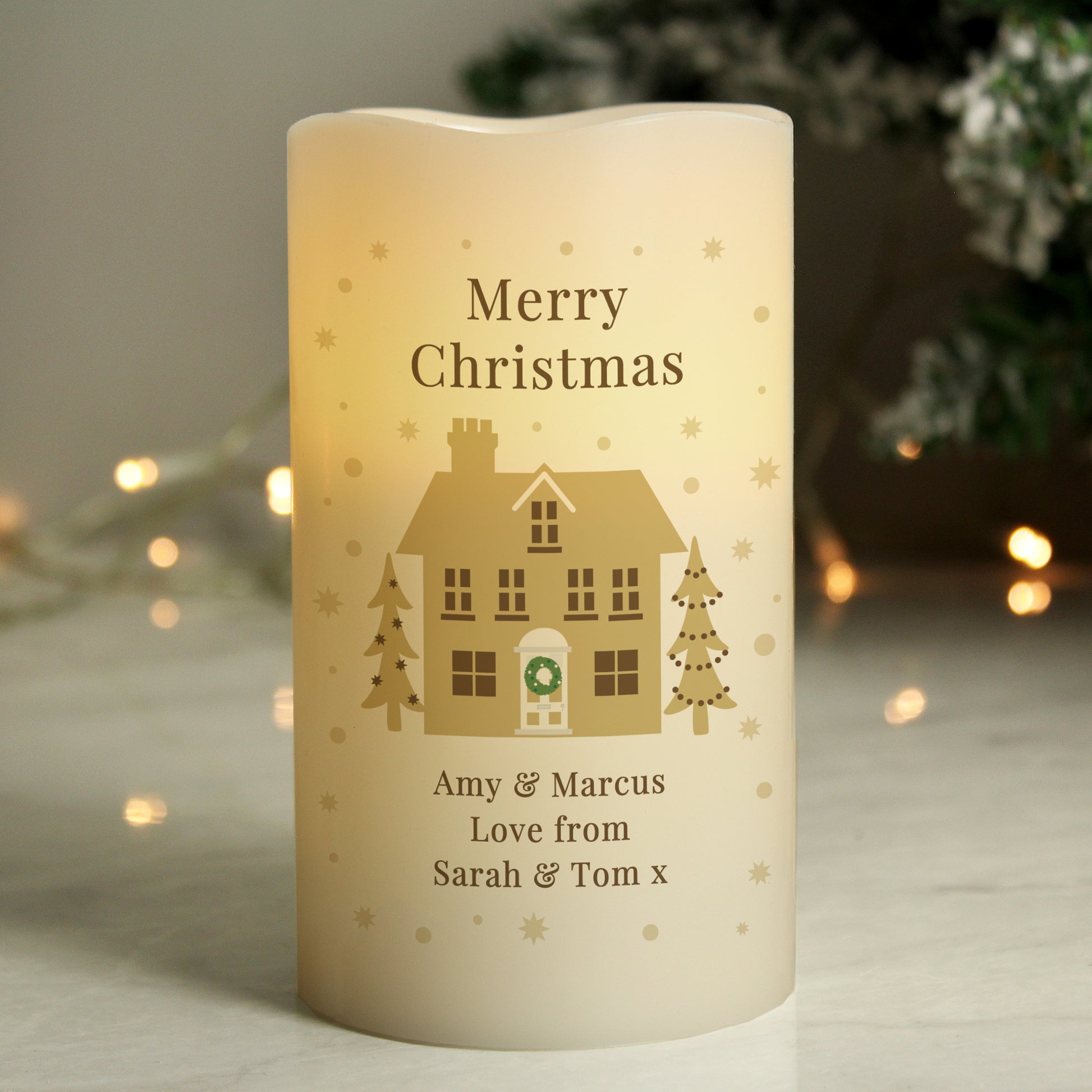Personalised Festive Village LED Candle - image 4