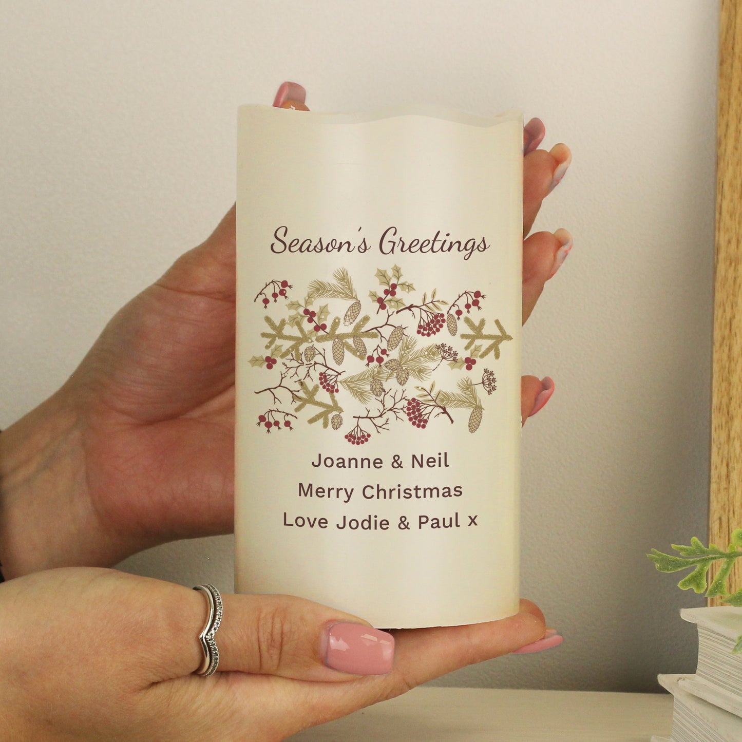 Personalised Christmas Floral LED Candle - image 3