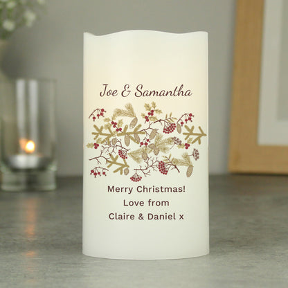 Personalised Christmas Floral LED Candle - image 4