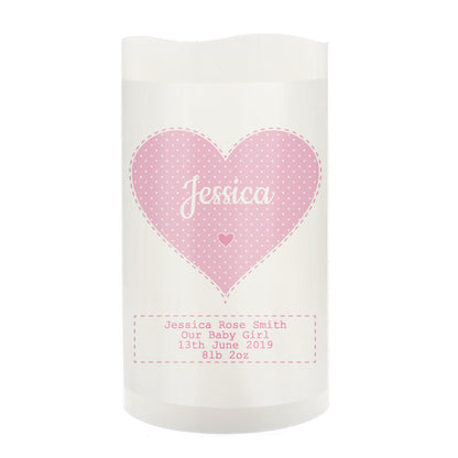 Personalised Stitch & Dot Baby Girl Night Light LED Candle - image 2