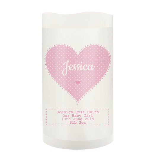 Personalised Stitch & Dot Baby Girl Night Light LED Candle - image 2