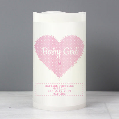 Personalised Stitch & Dot Baby Girl Night Light LED Candle - image 3
