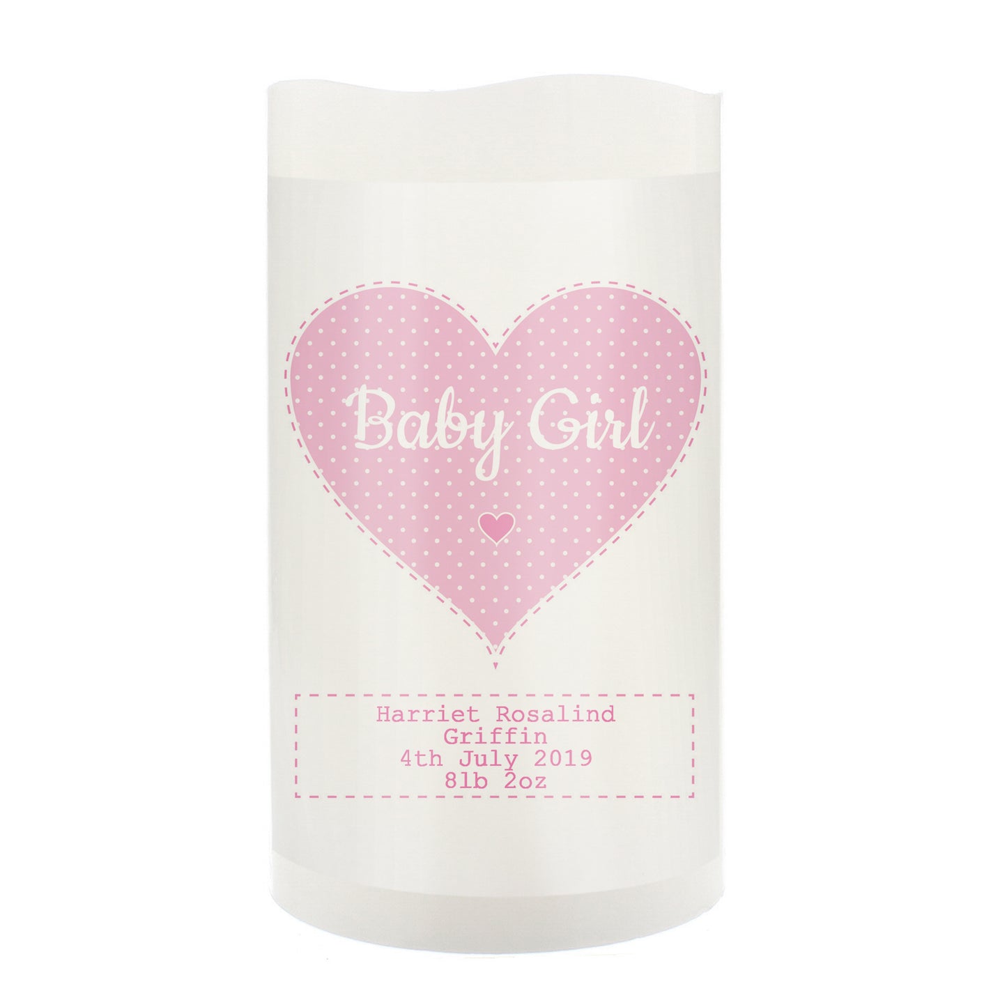 Personalised Stitch & Dot Baby Girl Night Light LED Candle - image 5