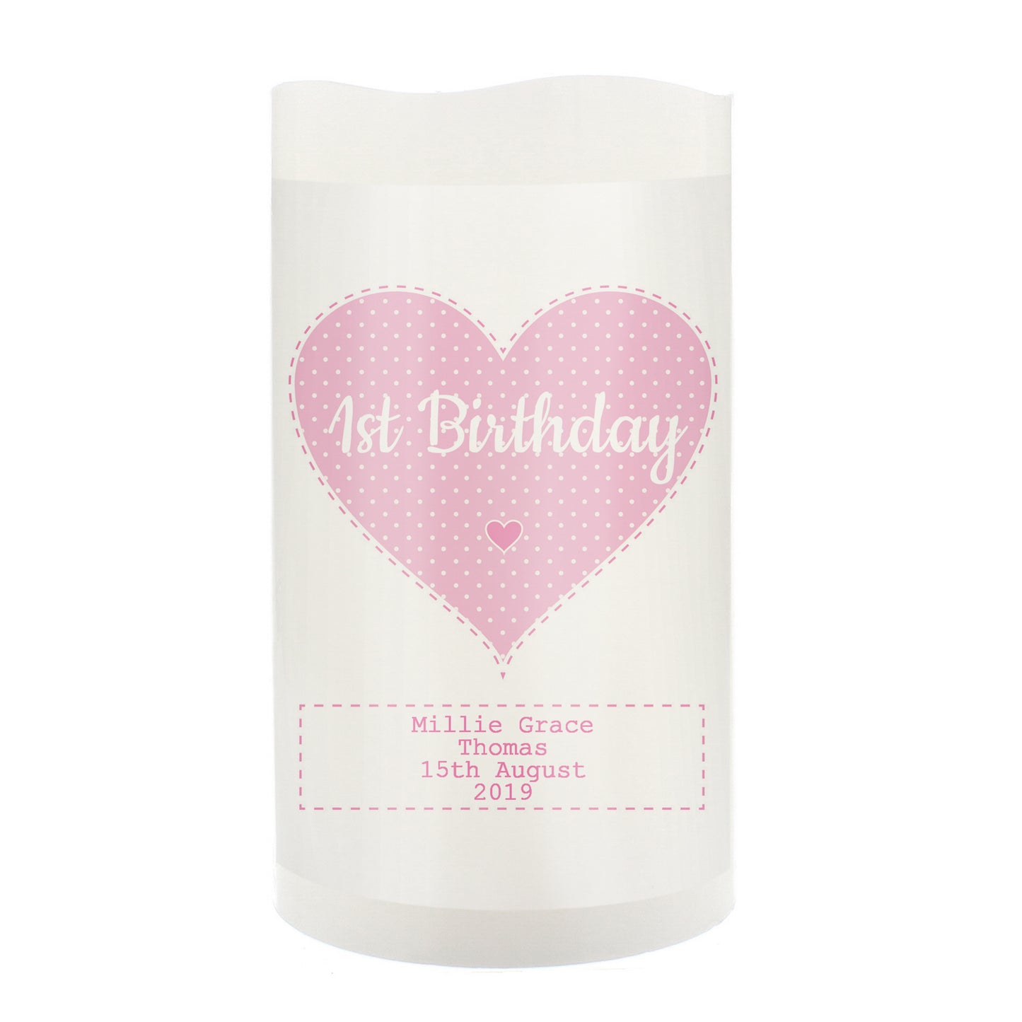 Personalised Stitch & Dot Baby Girl Night Light LED Candle - image 6