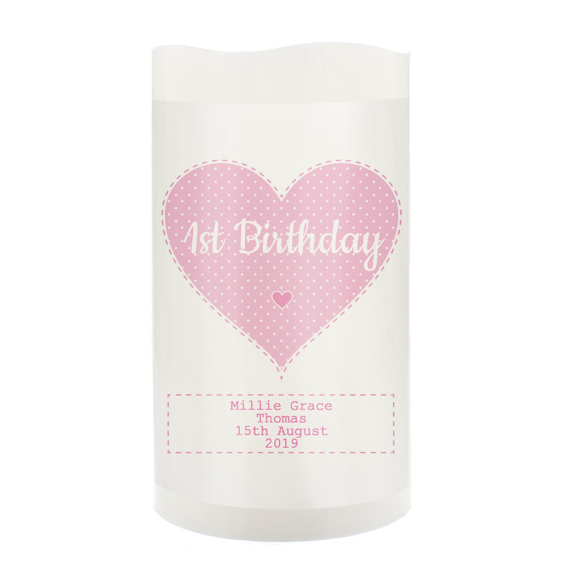 Personalised Stitch & Dot Baby Girl Night Light LED Candle - image 6