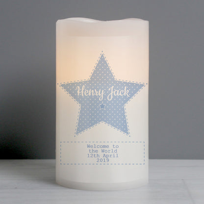 Personalised Stitch & Dot Baby Boy Nightlight LED Candle from Heartfelt Gifts