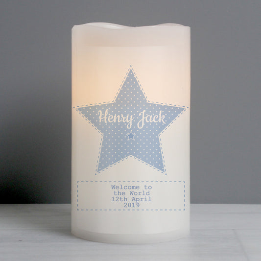 Personalised Stitch & Dot Baby Boy Nightlight LED Candle from Heartfelt Gifts