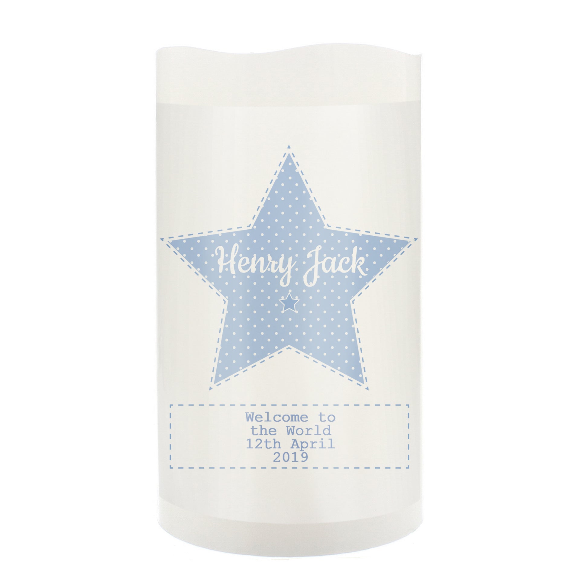 Personalised Stitch & Dot Baby Boy Nightlight LED Candle - image 2