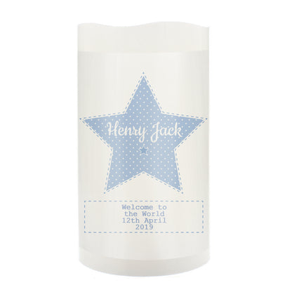 Personalised Stitch & Dot Baby Boy Nightlight LED Candle - image 2
