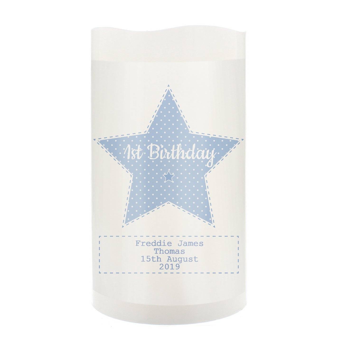 Personalised Stitch & Dot Baby Boy Nightlight LED Candle - image 5