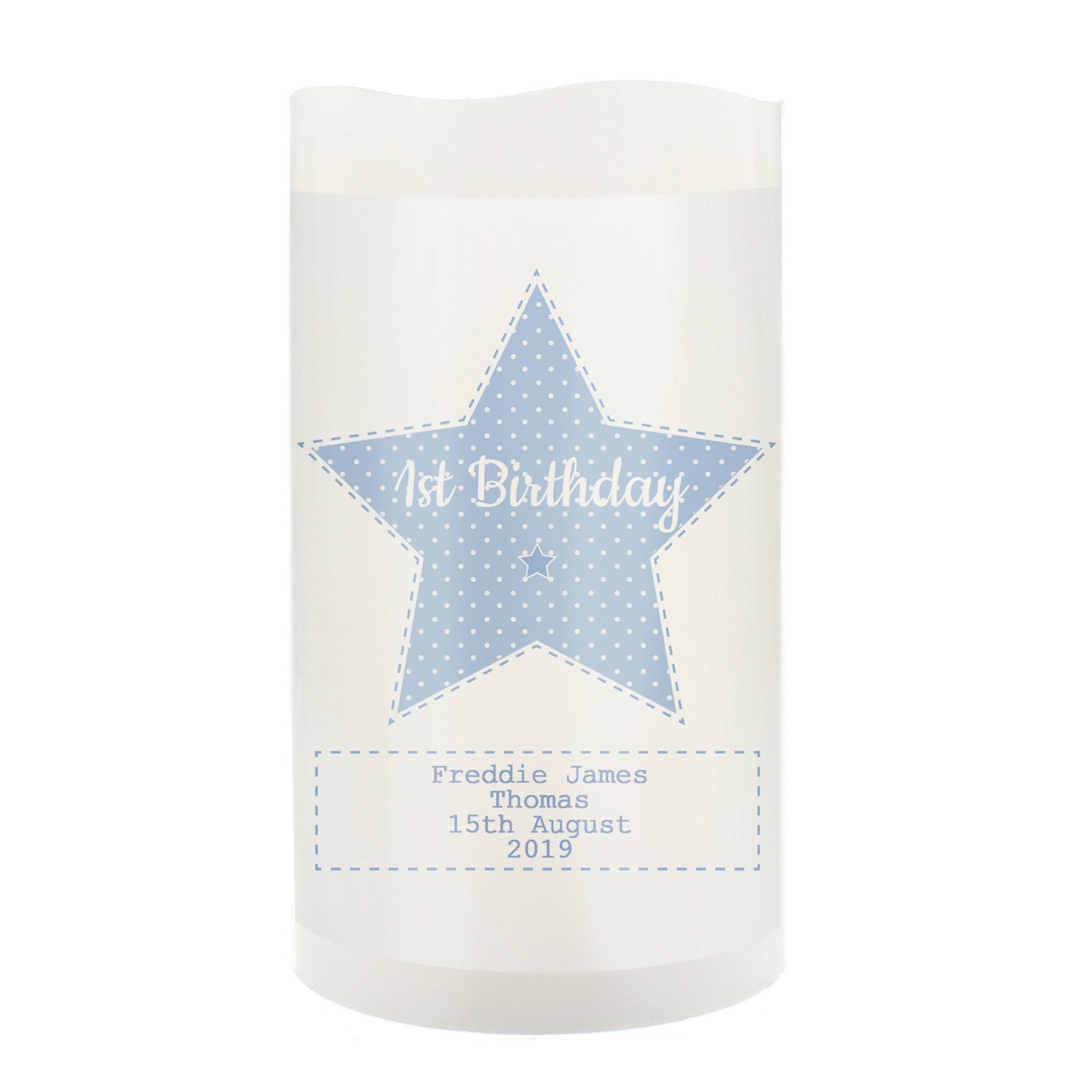 Personalised Stitch & Dot Baby Boy Nightlight LED Candle - image 5