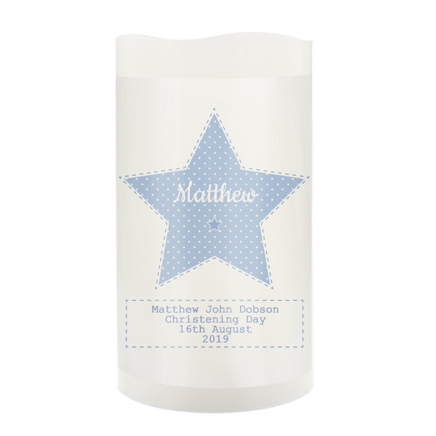 Personalised Stitch & Dot Baby Boy Nightlight LED Candle - image 6