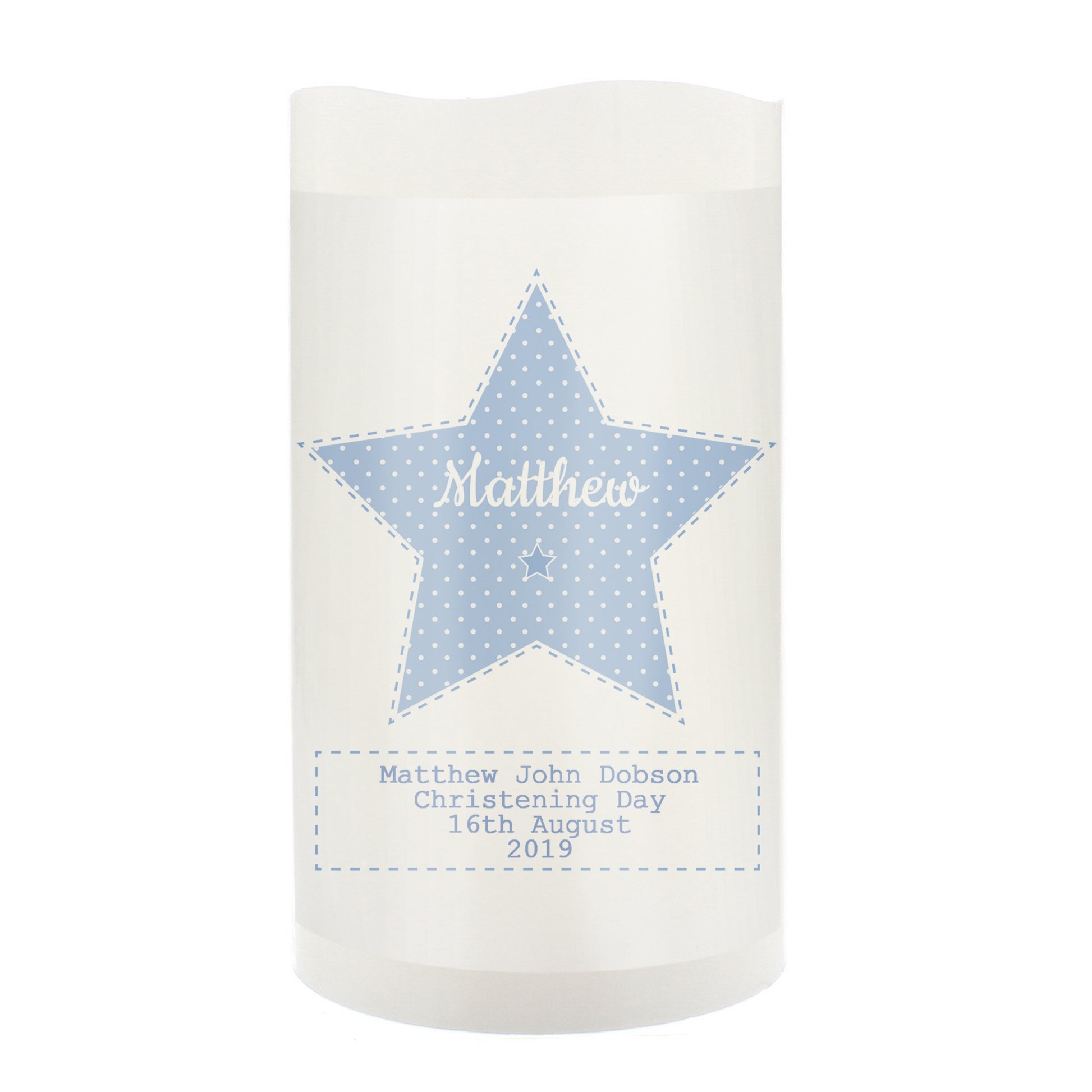 Personalised Stitch & Dot Baby Boy Nightlight LED Candle - image 6