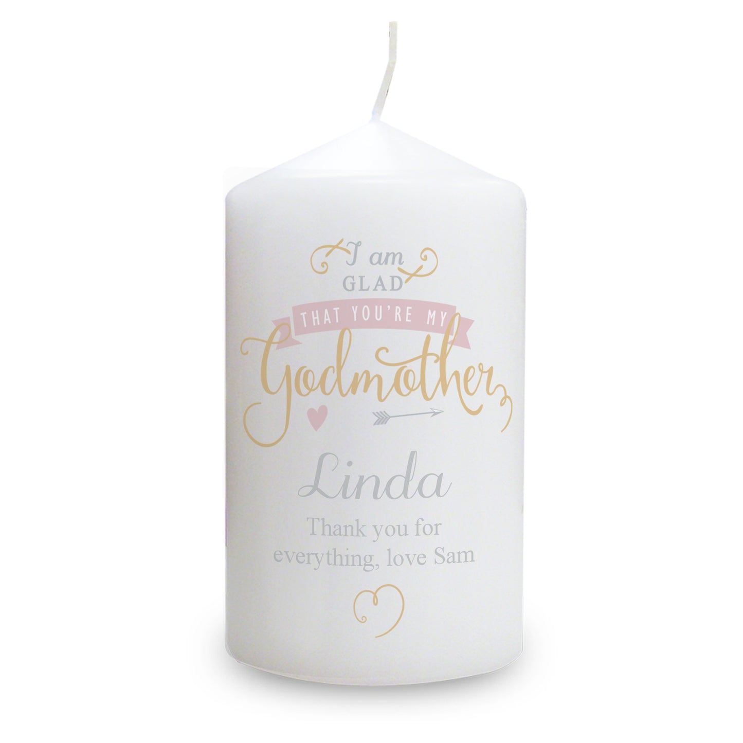 Personalised I Am Glad... Godmother Pillar Candle - image 2