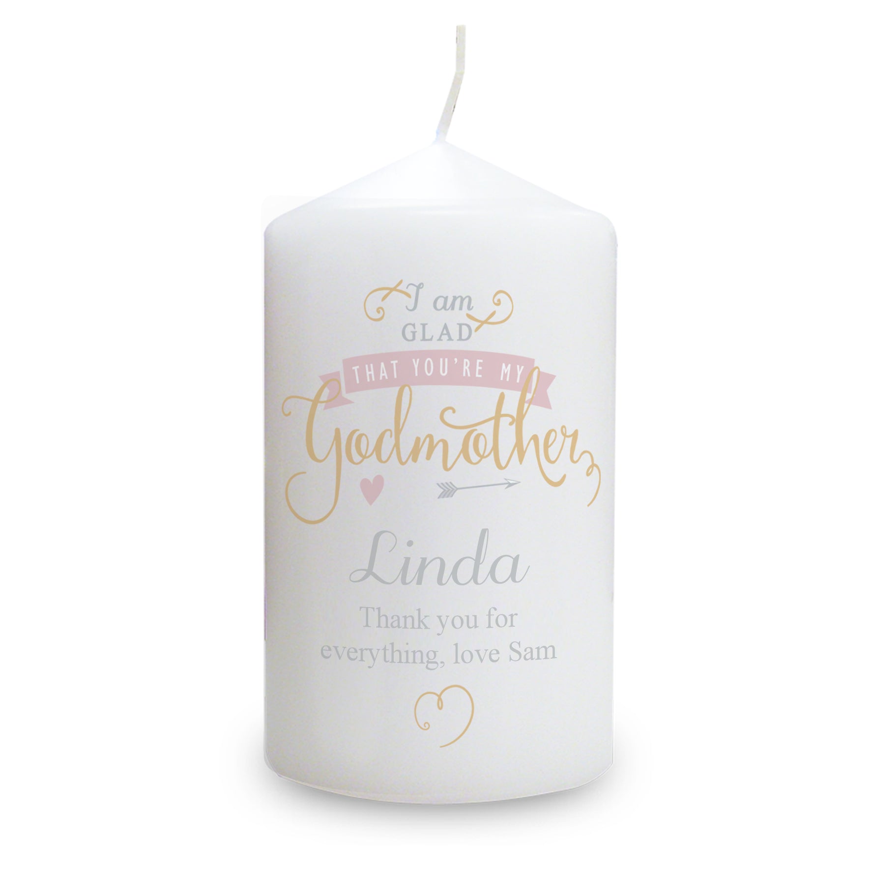 Personalised I Am Glad... Godmother Pillar Candle - image 2