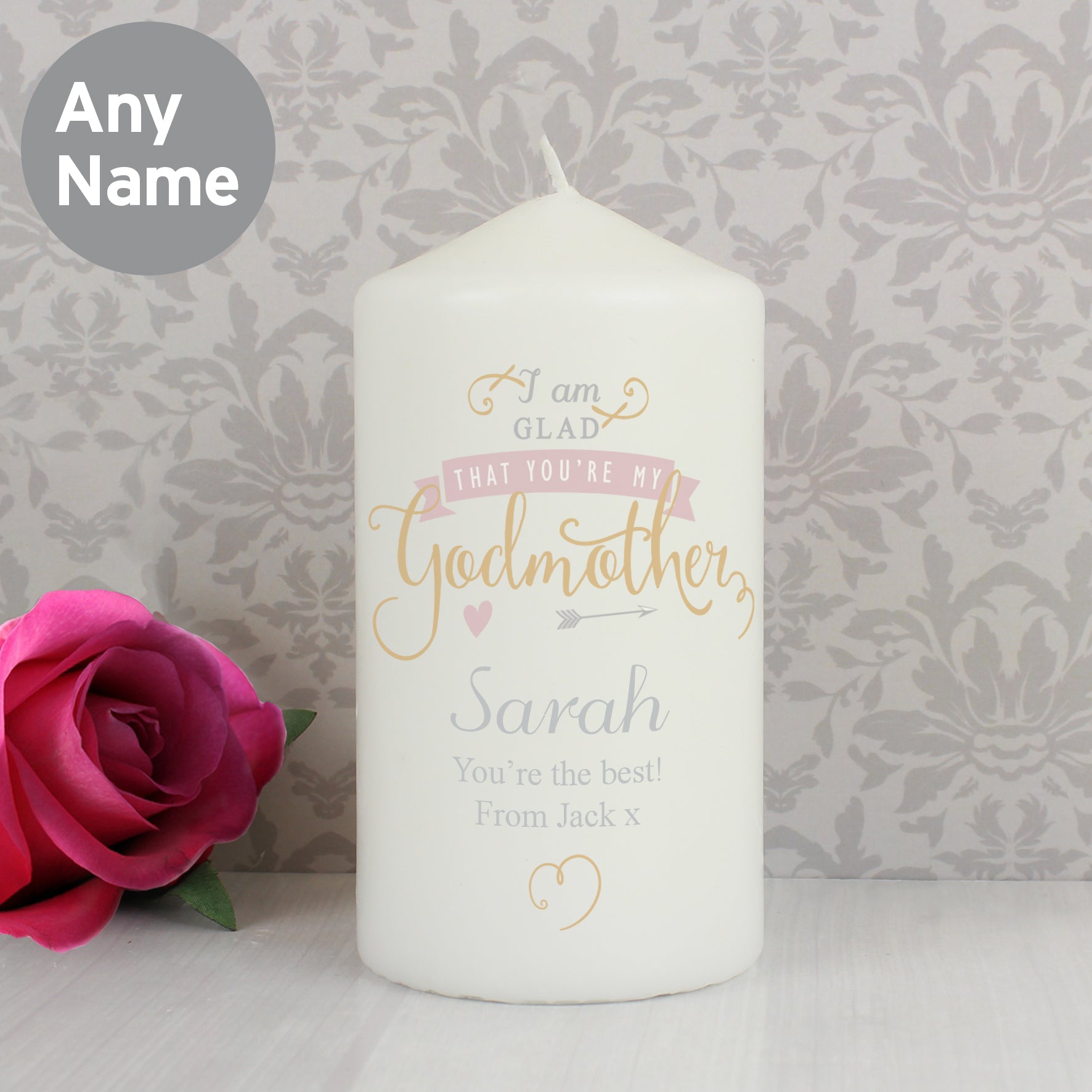 Personalised I Am Glad... Godmother Pillar Candle - image 3