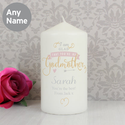 Personalised I Am Glad... Godmother Pillar Candle - image 3