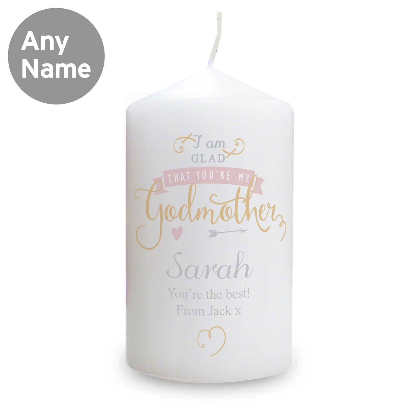 Personalised I Am Glad... Godmother Pillar Candle - image 4