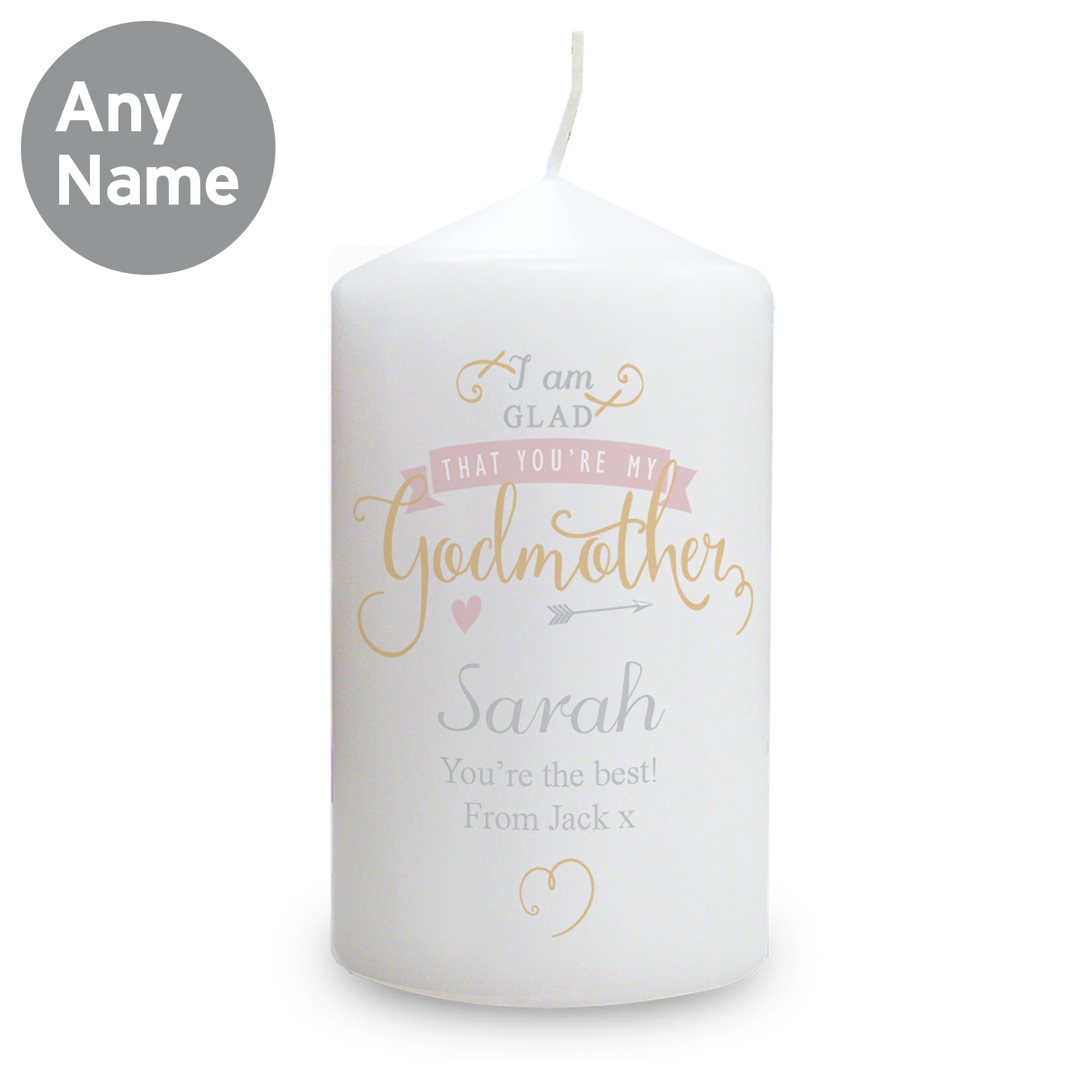 Personalised I Am Glad... Godmother Pillar Candle - image 4