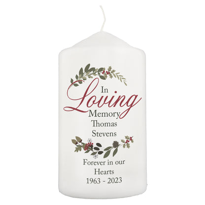 Personalised In Loving Memory Wreath Pillar Candle - image 5