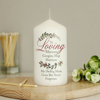 Personalised In Loving Memory Wreath Pillar Candle - image 6