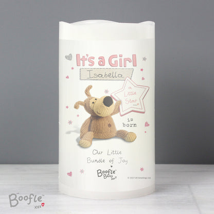 Personalised Boofle It's a Girl Nightlight LED Candle from Heartfelt Gifts