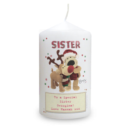 Personalised Boofle Christmas Reindeer Pillar Candle - image 2