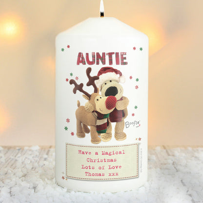 Personalised Boofle Christmas Reindeer Pillar Candle - image 3