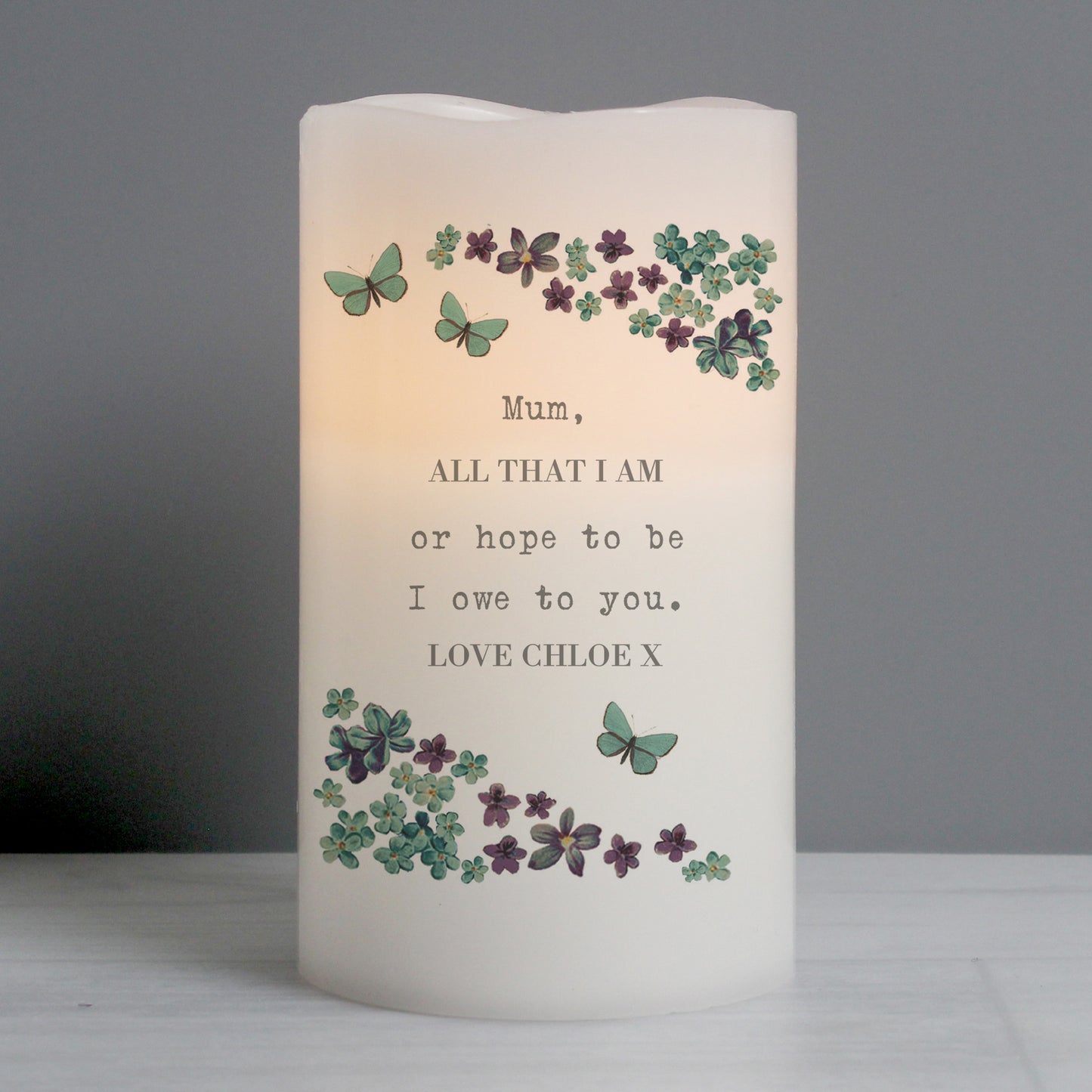 Personalised Forget Me Not LED Candle - image 4