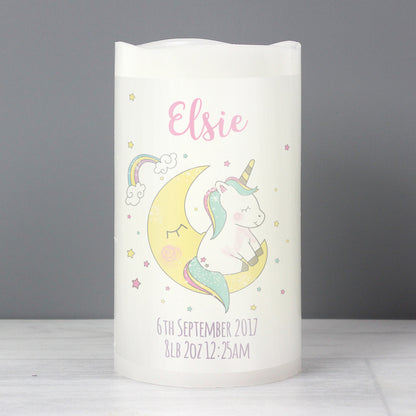 Personalised Baby Unicorn Nightlight LED Candle from Heartfelt Gifts