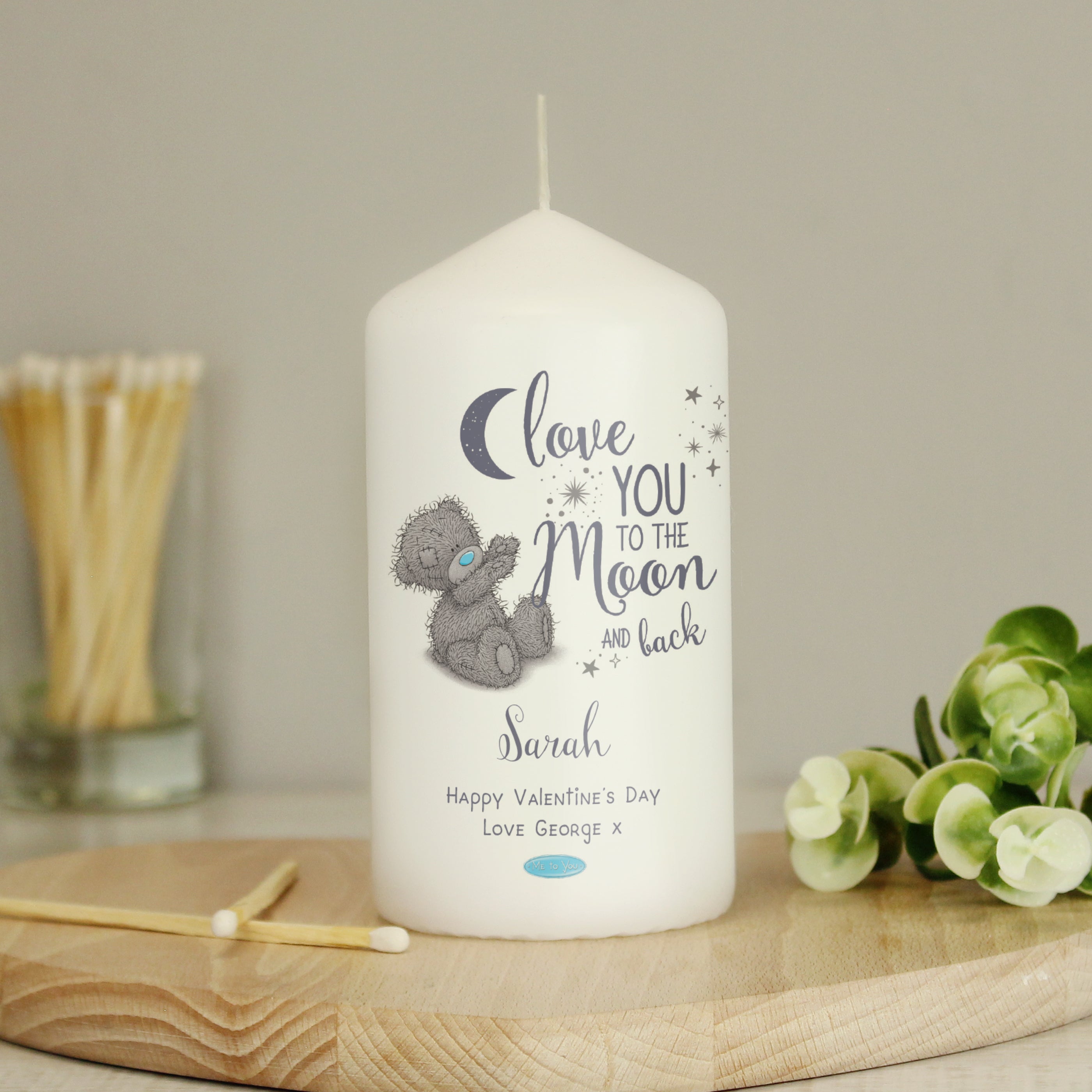 Personalised Me to You 'Love You to the Moon and Back' Pillar Candle from Heartfelt Gifts