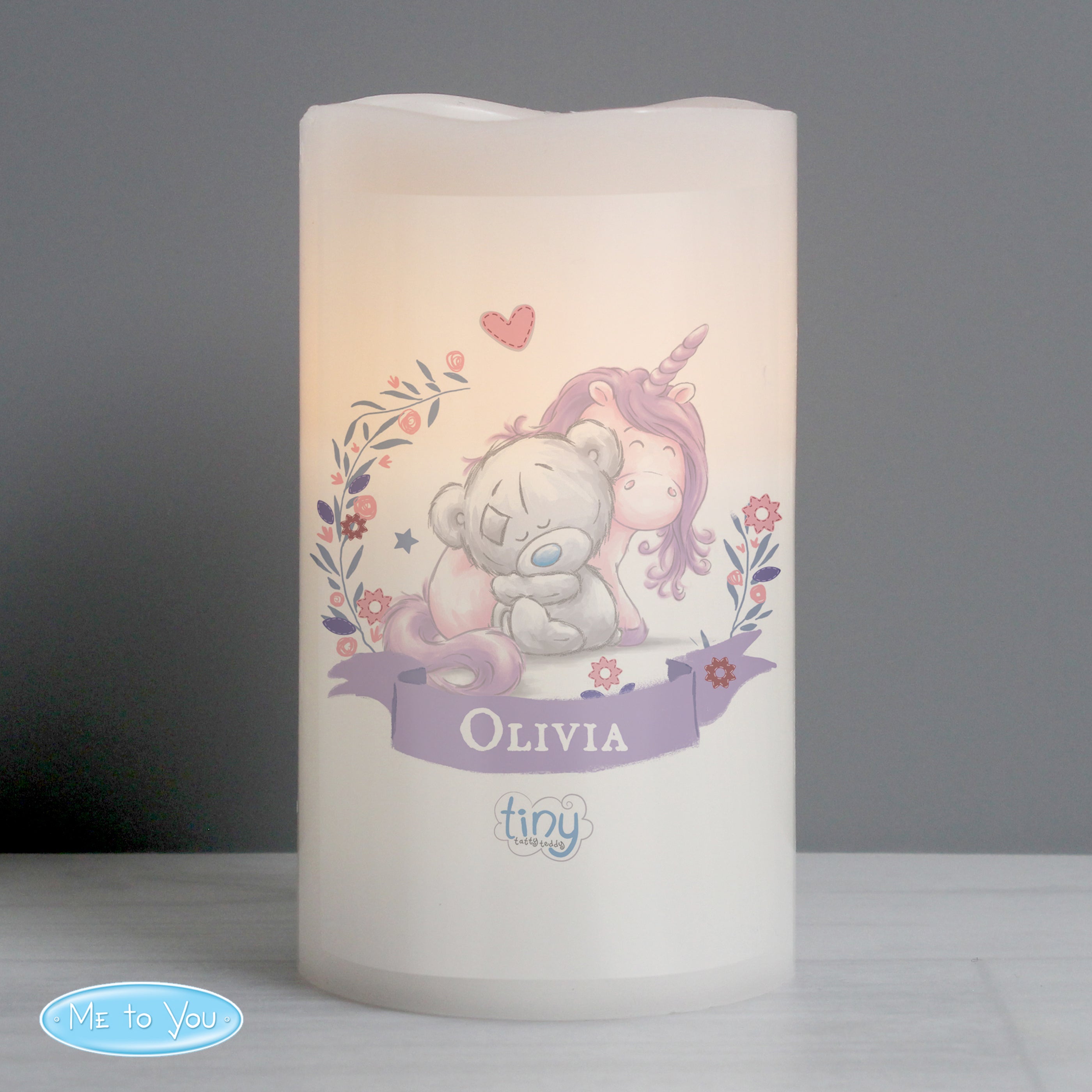 Personalised Tiny Tatty Teddy Unicorn Nightlight LED Candle from Heartfelt Gifts