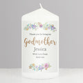 Personalised Godmother 'Floral Watercolour' Pillar Candle from Heartfelt Gifts