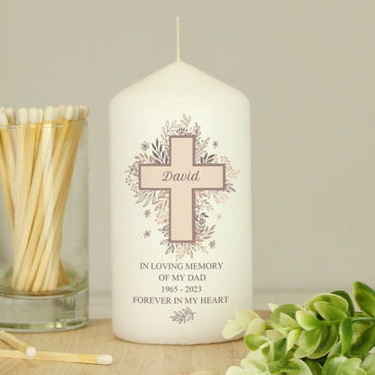 Personalised Floral Cross Pillar Candle - image 11