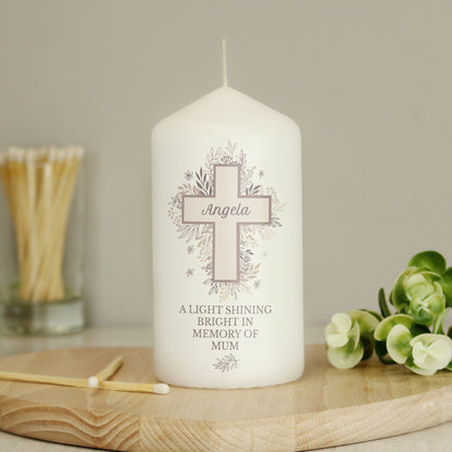 Personalised Floral Cross Pillar Candle - image 13