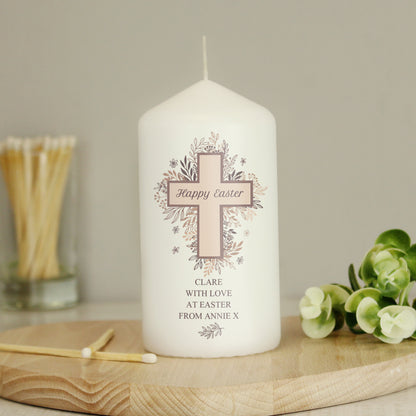 Personalised Floral Cross Pillar Candle - image 8