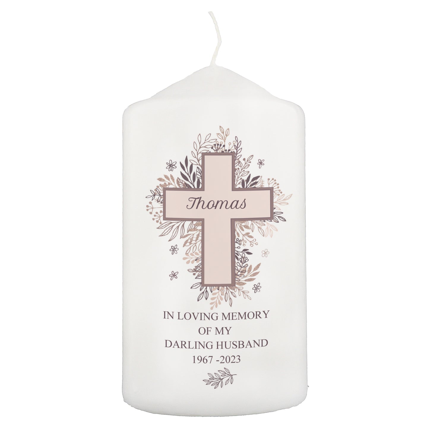Personalised Floral Cross Pillar Candle - image 9