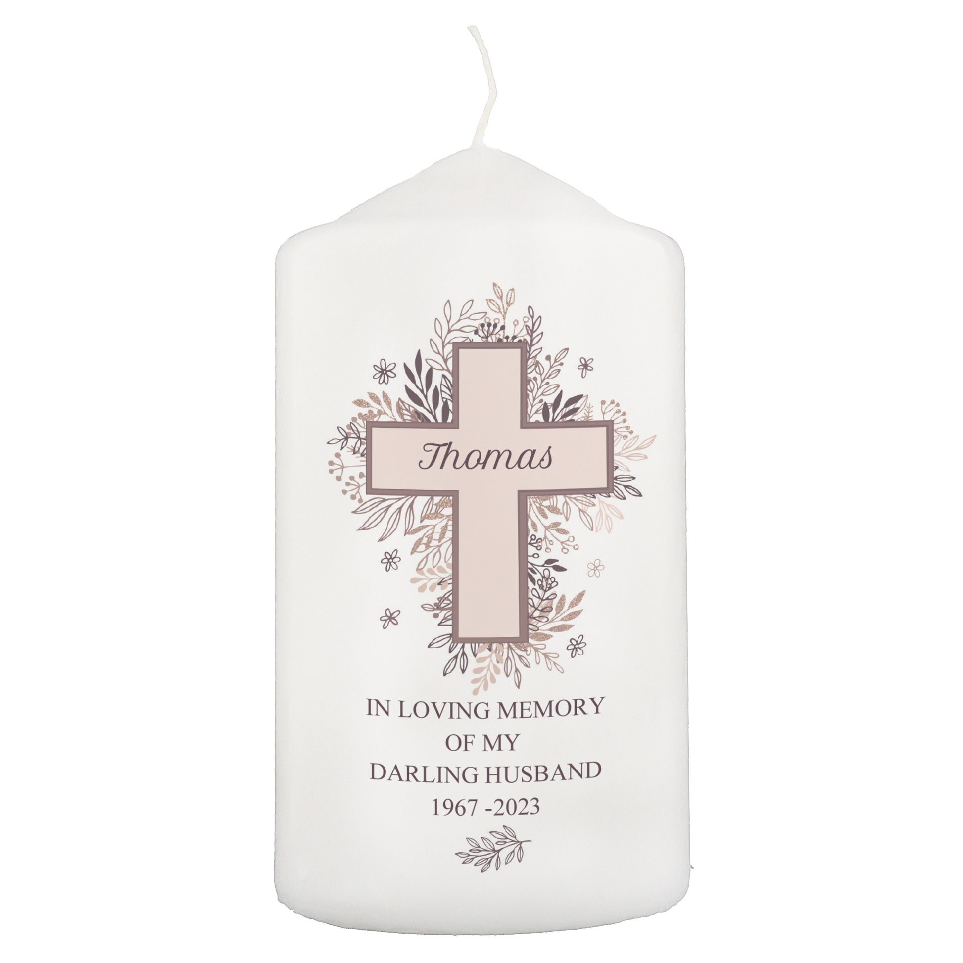 Personalised Floral Cross Pillar Candle - image 9