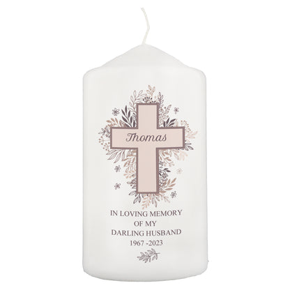 Personalised Floral Cross Pillar Candle - image 9