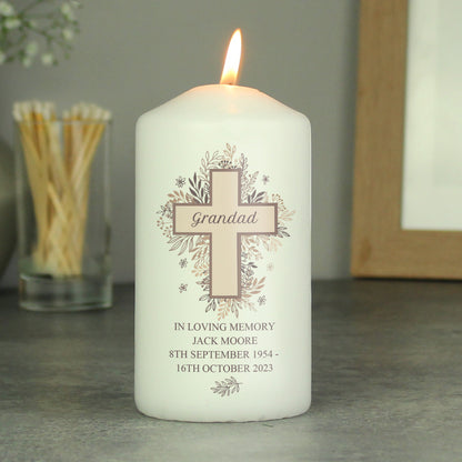 Personalised Floral Cross Pillar Candle - image 10