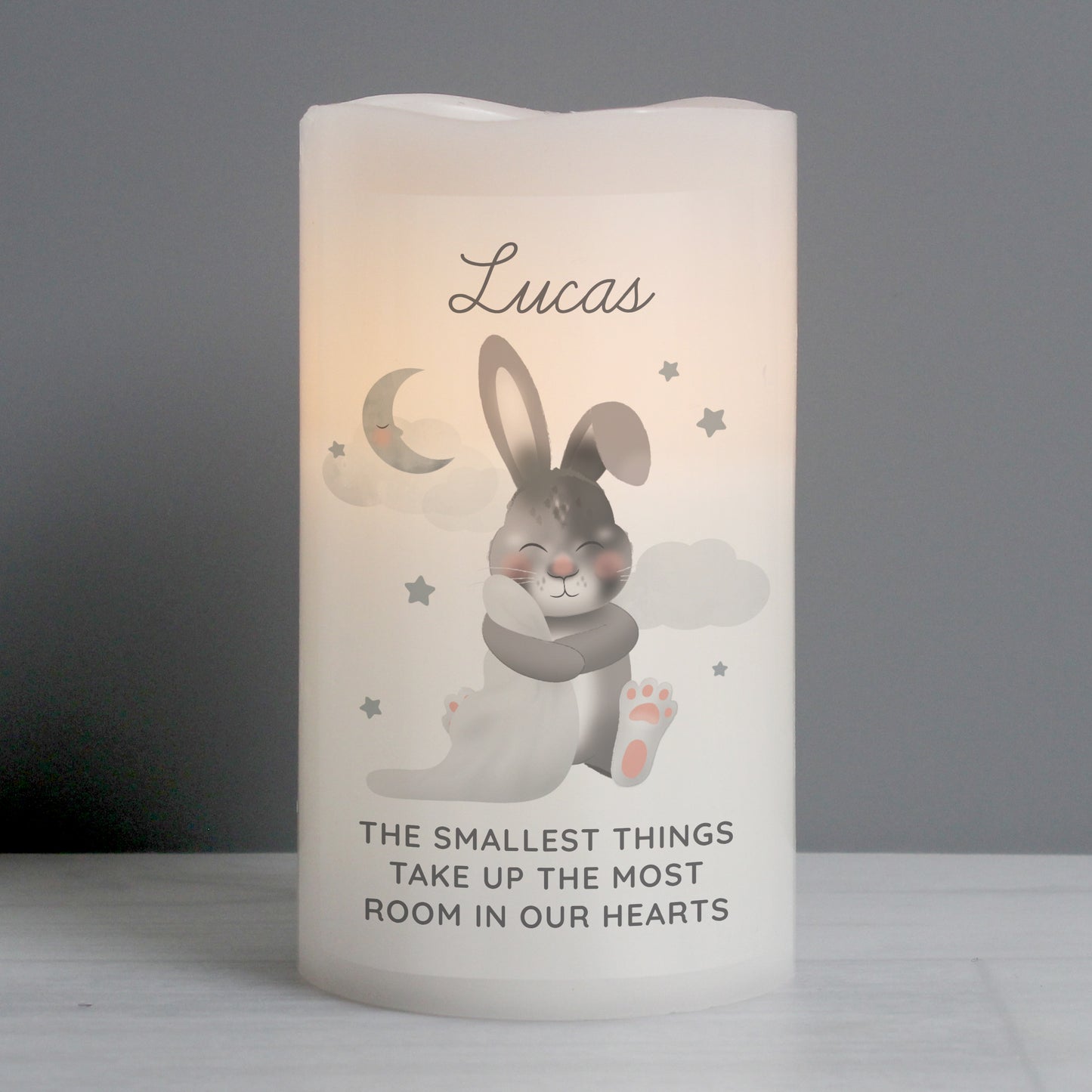 Personalised Baby Bunny LED Candle from Heartfelt Gifts