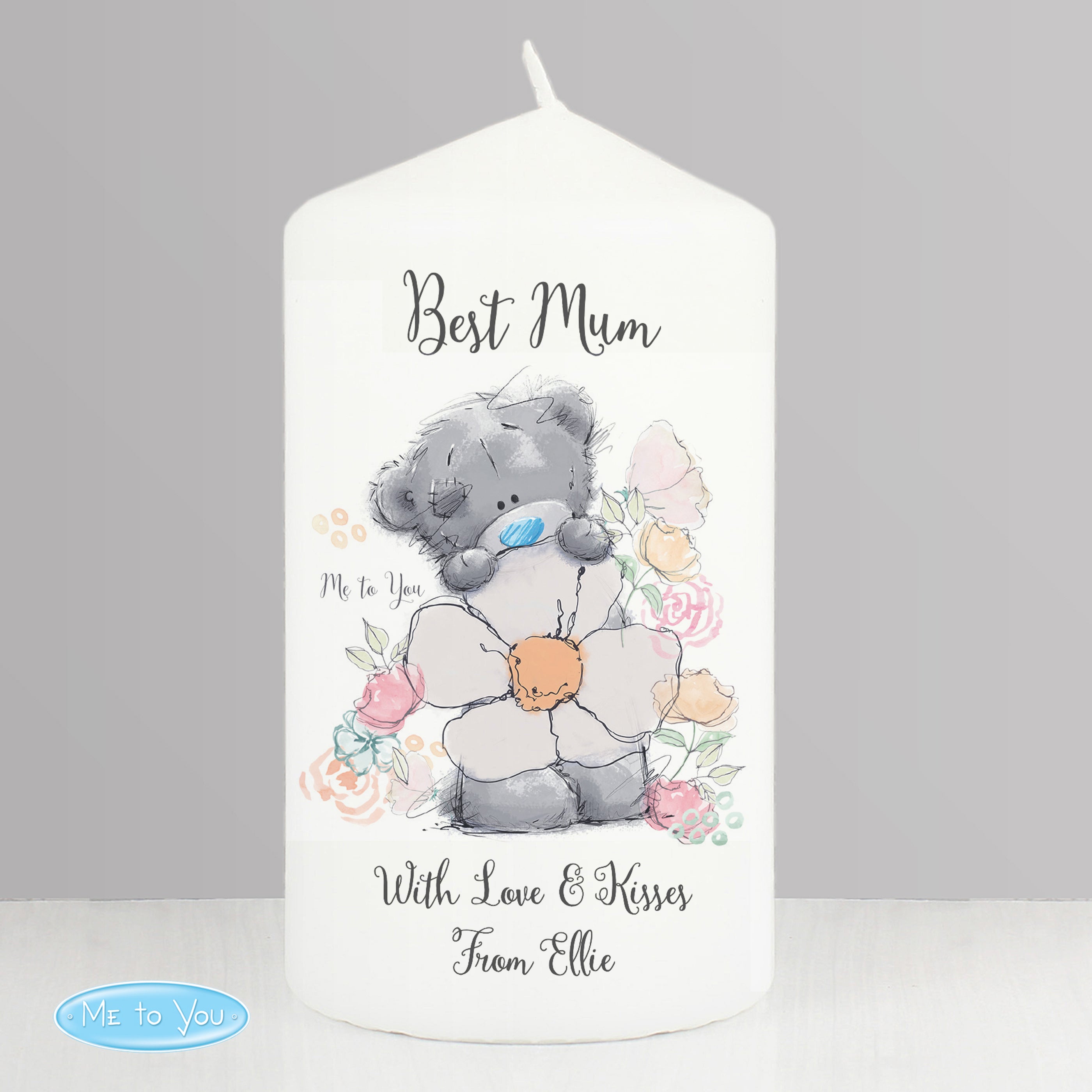 Personalised Me to You Floral Pillar Candle from Heartfelt Gifts