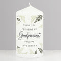 Personalised Godparent Leaves Pillar Candle from Heartfelt Gifts