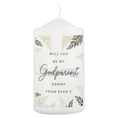 Personalised Godparent Leaves Pillar Candle - image 2