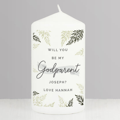 Personalised Godparent Leaves Pillar Candle - image 3