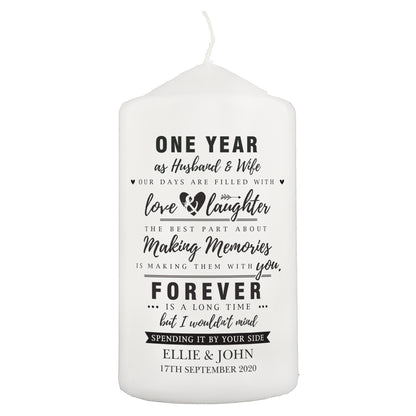 Personalised Typography Anniversary Pillar Candle - image 2