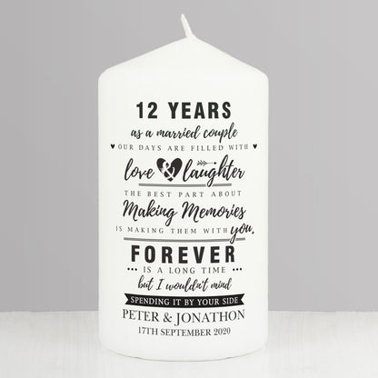 Personalised Typography Anniversary Pillar Candle - image 3